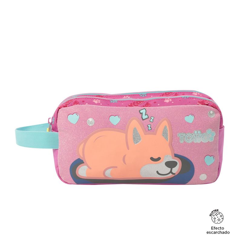TOTTO - Estuche Escolar Multiuso para Niña Doggy Love Totto