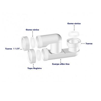 Imagen 2 del producto SIFON TINA Y RECEPTACULO 1 y media PULG SALIDA ORIENTABLE HOFFENS.