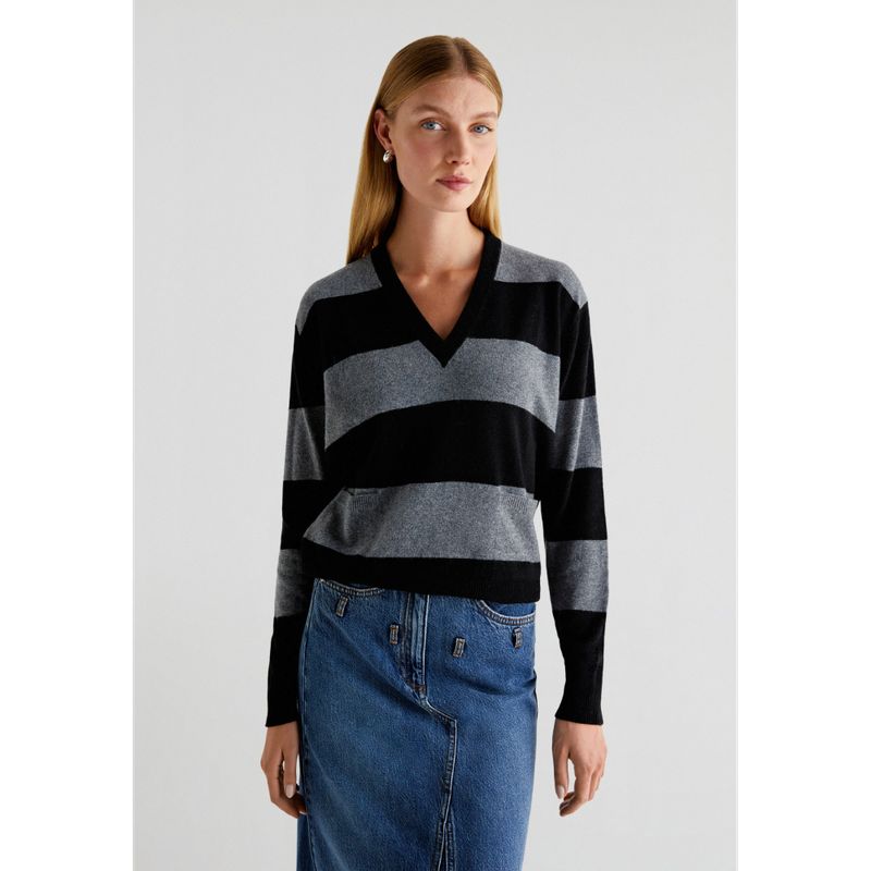 SCALPERS - Sweater Rayas Bolsillos Cuello En V
