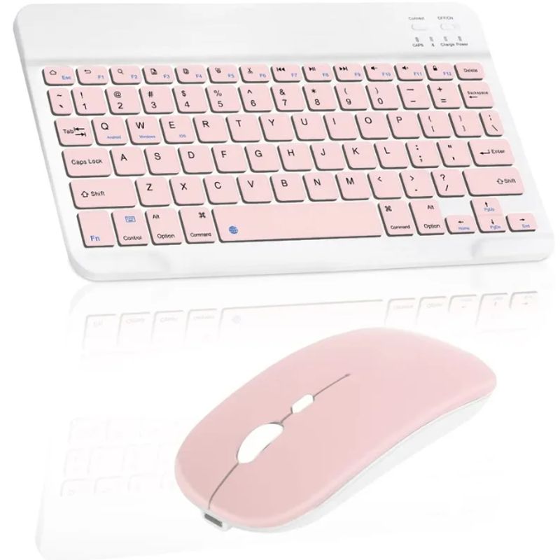 GENERICO - Kit de Teclado y mouse Bluetooth 10 pulgadas rosado