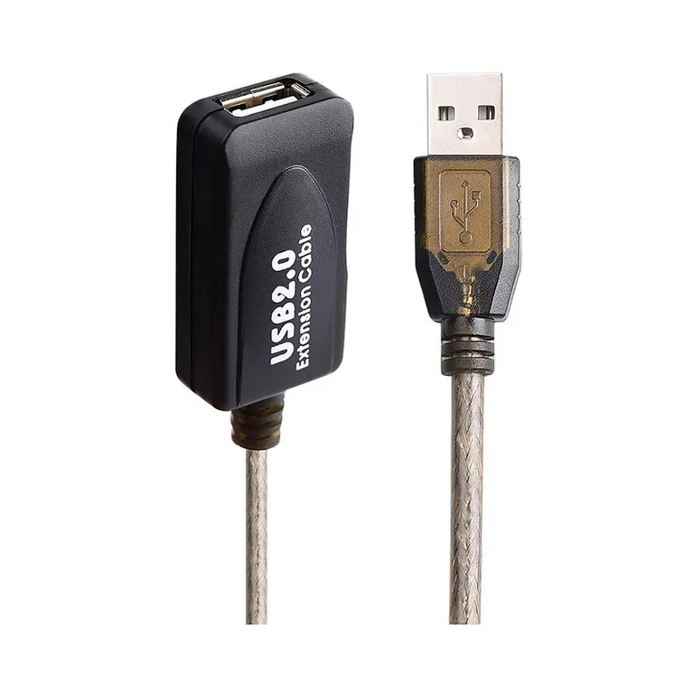 DM Extensión Cable USB Activo 20 Metros – Blindado, Sin Pérdida, Color Gris Oscuro
