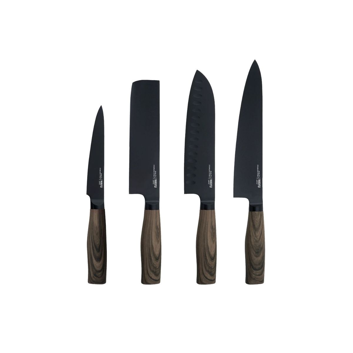WAYU - Conjunto De Cuchillos Acero Taco 4 Pcs Wayu Negro