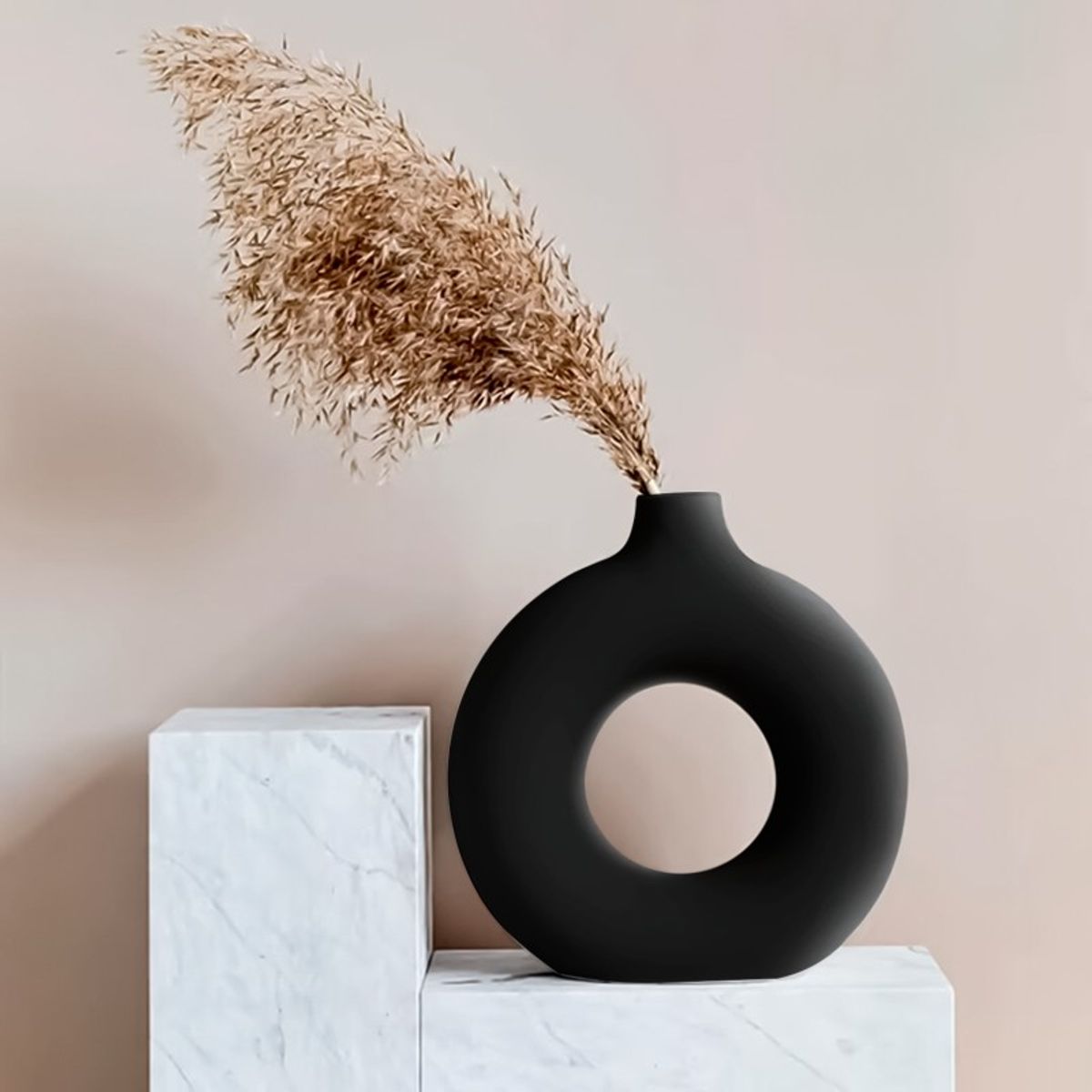 RE DECORA - Jarrón Decorativo Mist Mediano Negro