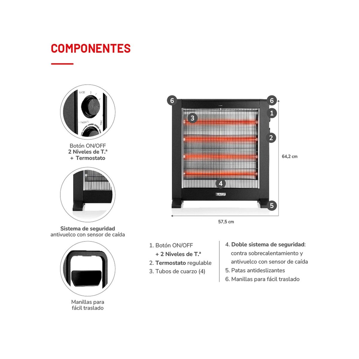 THOMAS - Estufa Radiador Thomas TH-RFC55 2400w