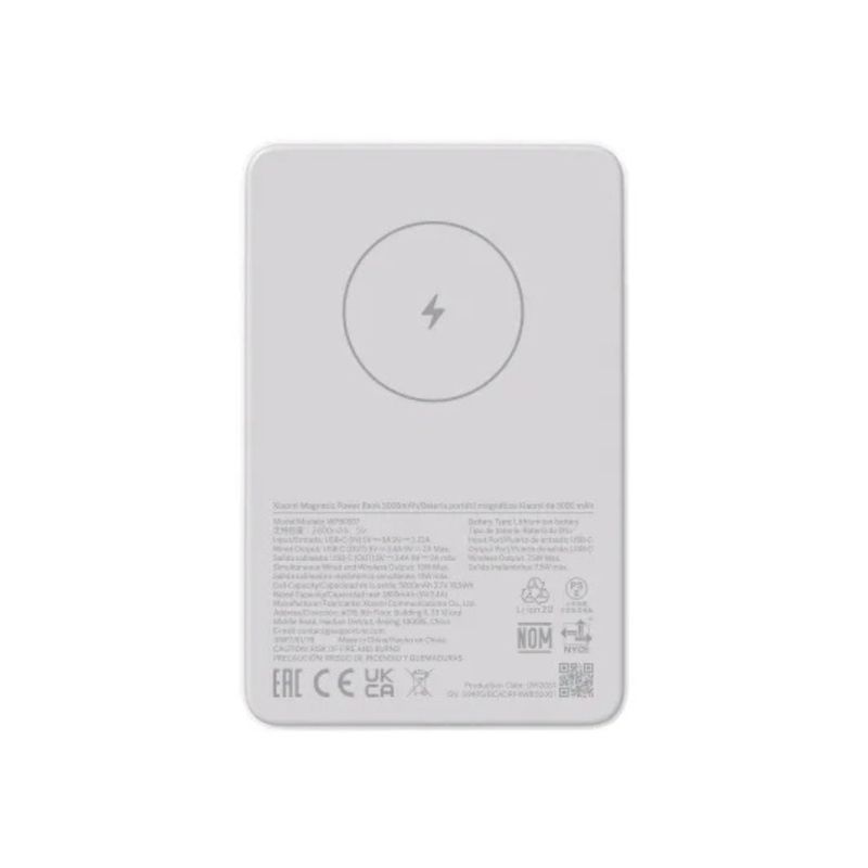 XIAOMI - Xiaomi Power Bank Magnético 5000 mAh Batería Portátil 20W - Blanco