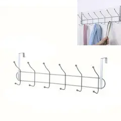 GENERICO - Colgadores de ropa 6 ganchos metalicos perchero de puerta acero inox