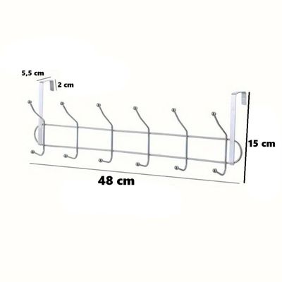 Imagen 2 del producto Colgadores de ropa 6 ganchos metalicos perchero de puerta acero inox
