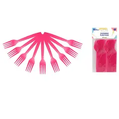 GENERICO - Pack 12 Tenedor Plastico Fucsia