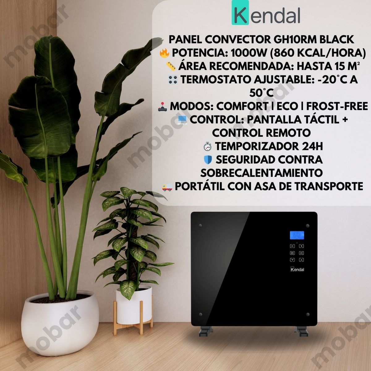 KENDAL - Panel Convector Vidrio Blanco Kendal Gh-10rm