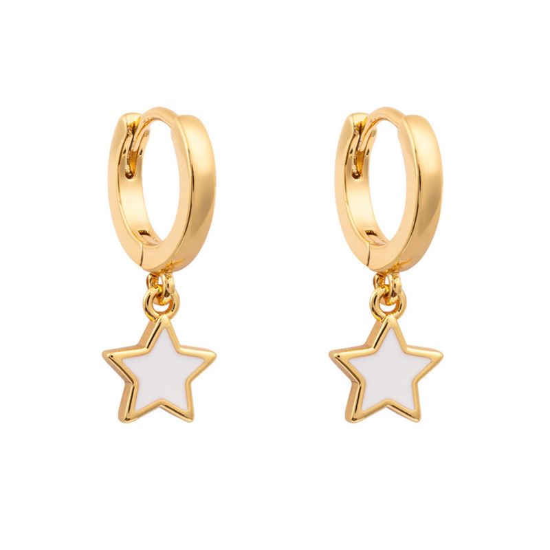 BOAZ JOYAS - ARGOLLAS STARS WHITE BAÑADAS EN ORO