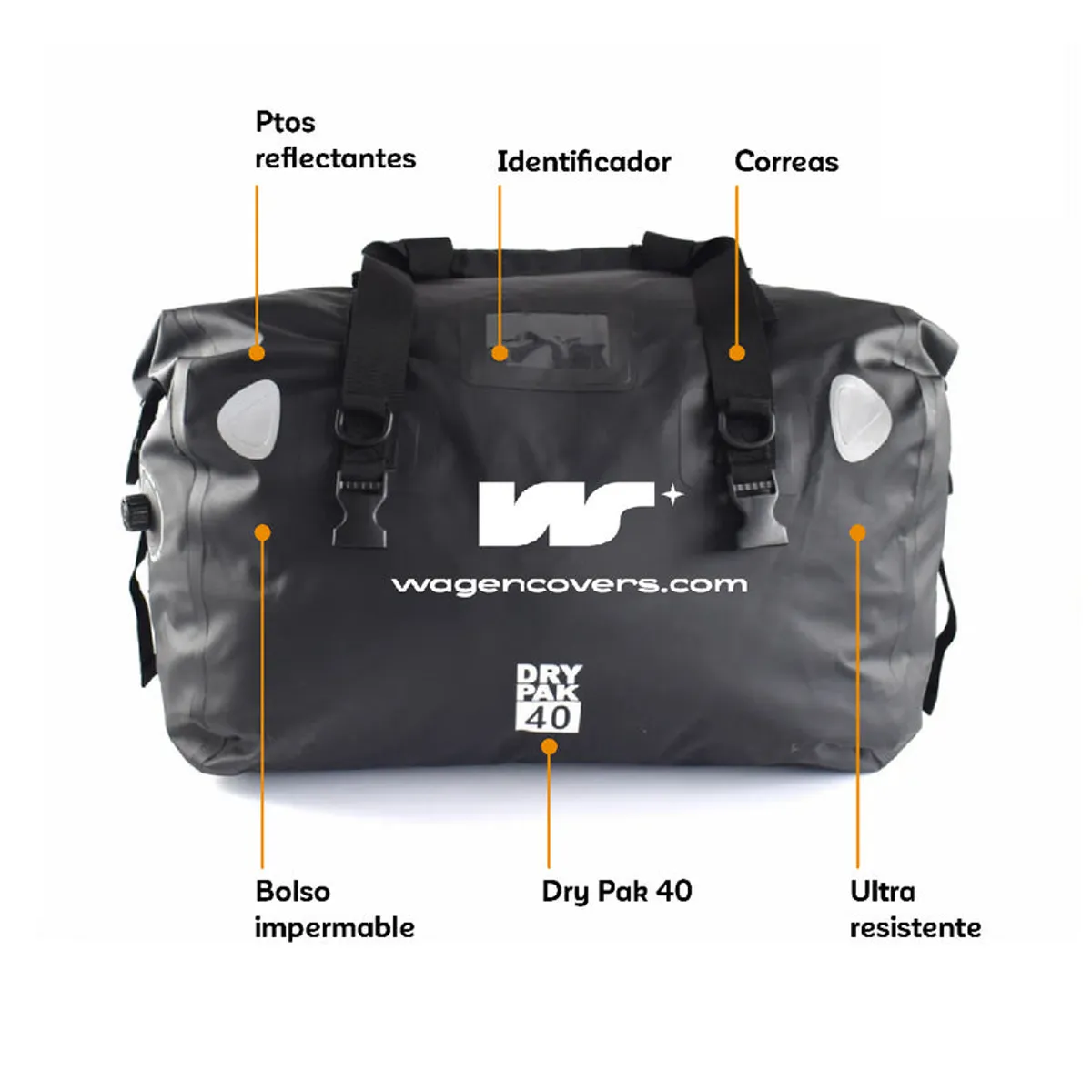 CWAGEN - Bolso Impermeable Dry Pack Moto con Anclajes Wagen Covers
