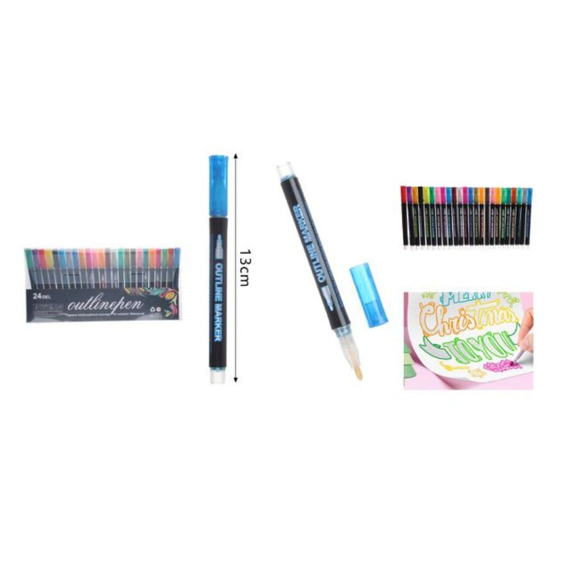 GENERICO - Marcadores Acrilicos 24 Pcs Outline Plumones Punta Fina