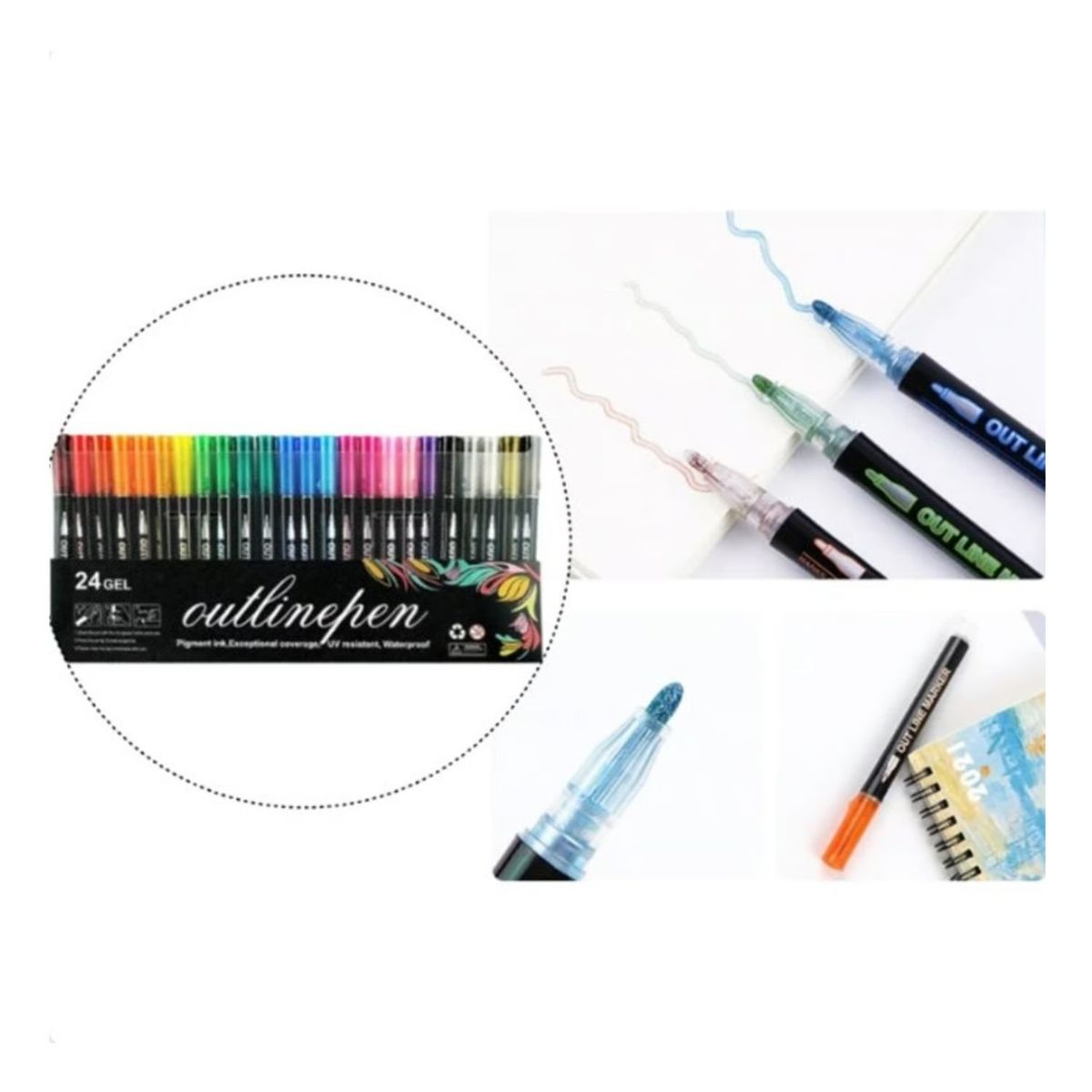 GENERICO - Marcadores Acrilicos 24 Pcs Outline Plumones Punta Fina