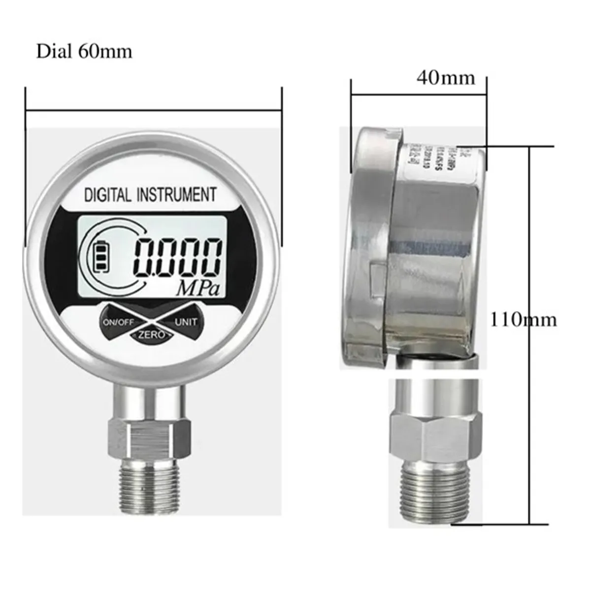 GENERICO - Manometro digital 12′ diam 60mm