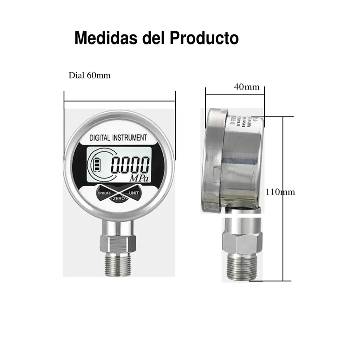 GENERICO - Manometro digital 12′ diam 60mm