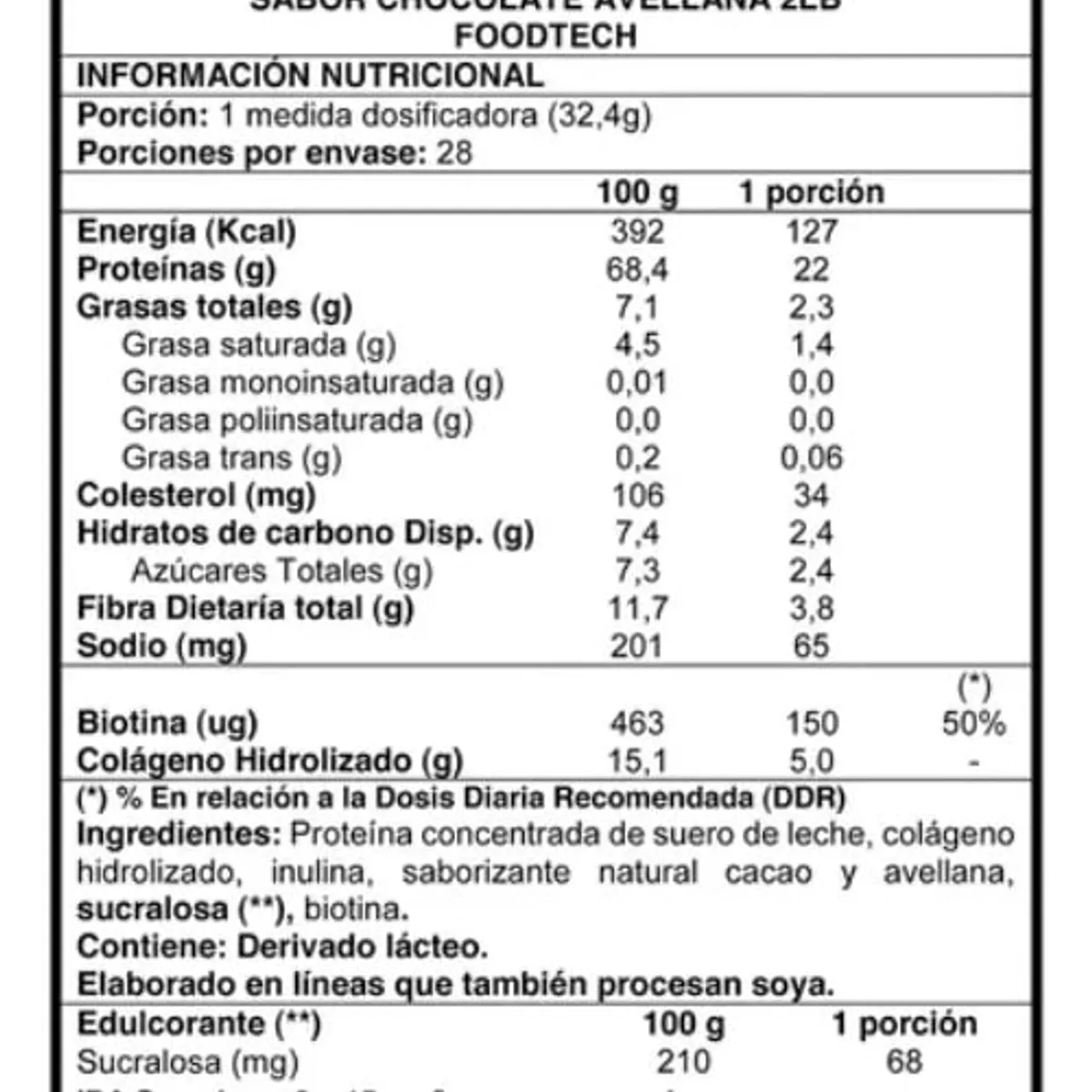 FOODTECH - Whey Protein Women Foodtech 907g Chocolate Avellana