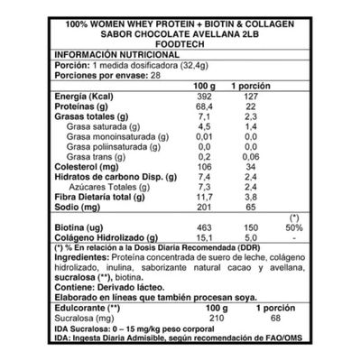 Imagen 2 del producto Whey Protein Women 907g Chocolate Avellana
