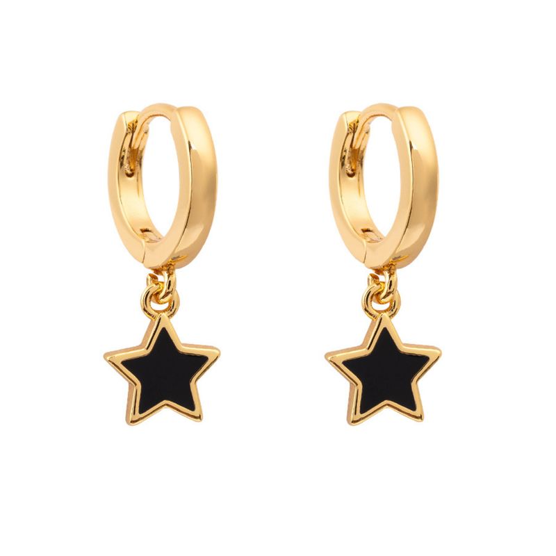 BOAZ JOYAS - ARGOLLAS STARS BLACK BAÑADAS EN ORO