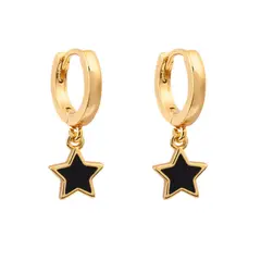 BOAZ JOYAS - ARGOLLAS STARS BLACK BAÑADAS EN ORO