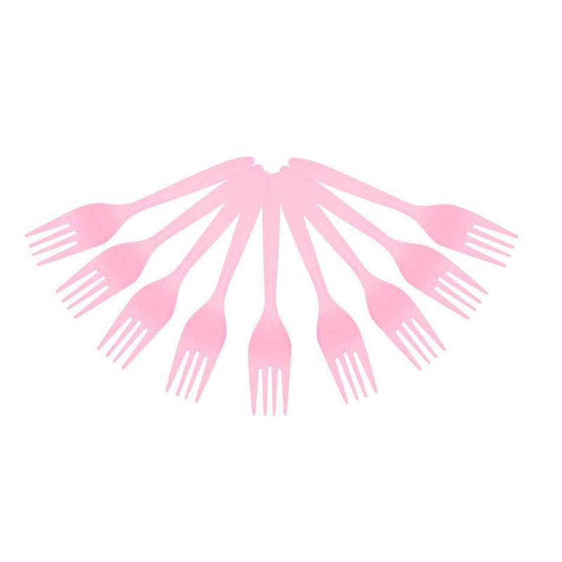 GENERICO - Pack 12 Tenedor Plástico Rosa