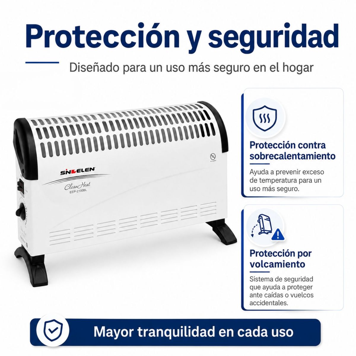 Convector Electrico Panel Estufa Sindelen Eep2100 1500w 15m2, marca SINDELEN - Foto 2