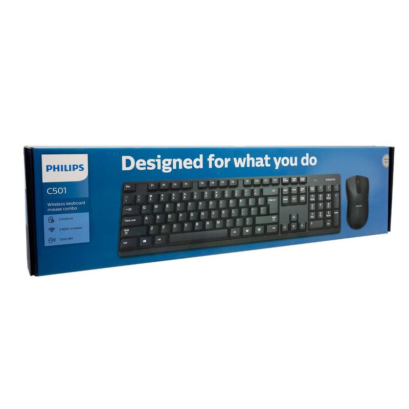 PHILIPS - COMBO INALAMBRICO TECLADO + MOUSE PHILIPS NEGRO SPT6501B