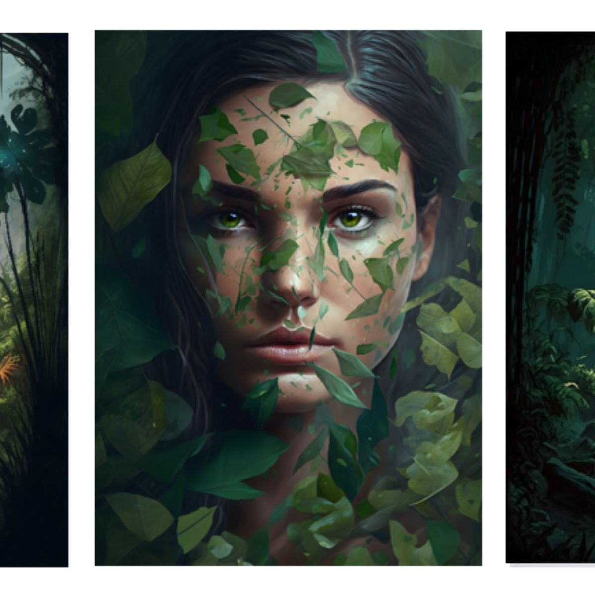 LOS REGALONES - Cuadro Canvas Imagen Jungle en lienzo Pack X3 Uds 30x50cm Cu