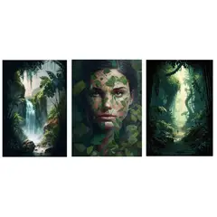 LOS REGALONES - Cuadro Canvas Imagen Jungle en lienzo Pack X3 Uds 30x50cm Cu