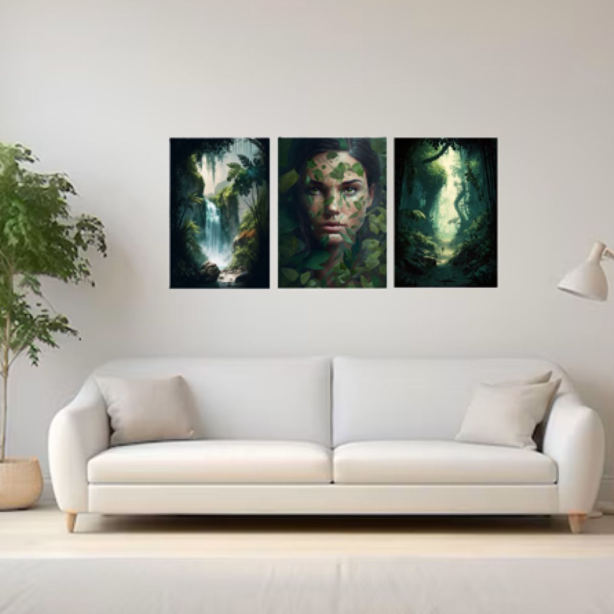 LOS REGALONES - Cuadro Canvas Imagen Jungle en lienzo Pack X3 Uds 30x50cm Cu