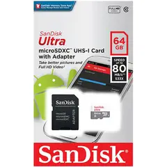 SANDISK - Tarjeta MicroSD 64GB Ultra XC Clase 10Adaptador SD
