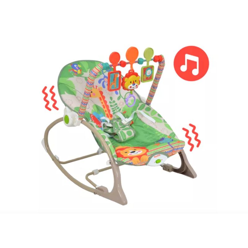 GENERICO - Mecedora Vibratoria Multifuncional Para Bebes Verde 3 en 1