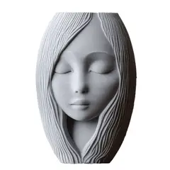 GENERICO - MACETERO DISEÑO ROSTRO DE MUJER GRIS 17CM