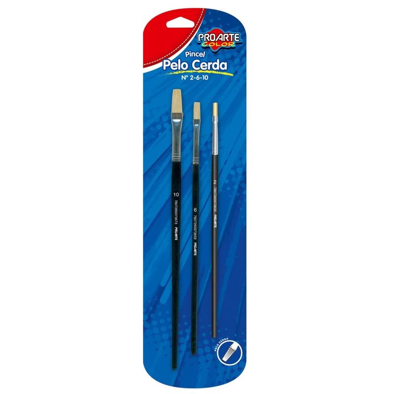 PROARTE - Set Pinceles Pelo Cerda Plano No 2-6-10 3Un Proarte