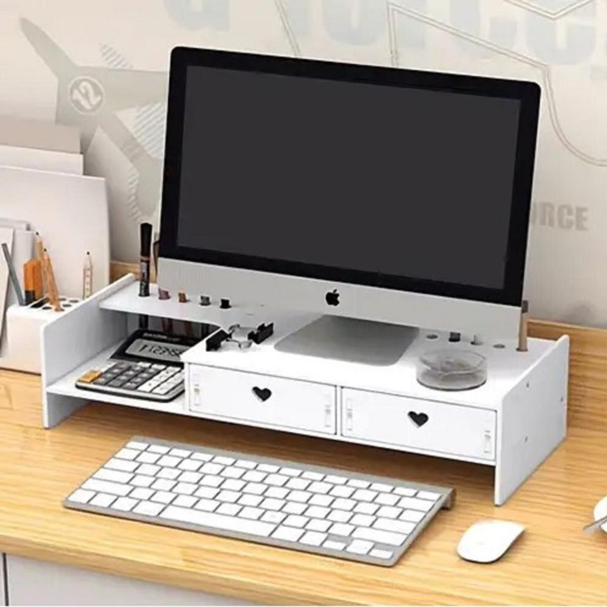 GENERICO - Elevador de Monitor en Madera  Armable para Escritorio - Blanco