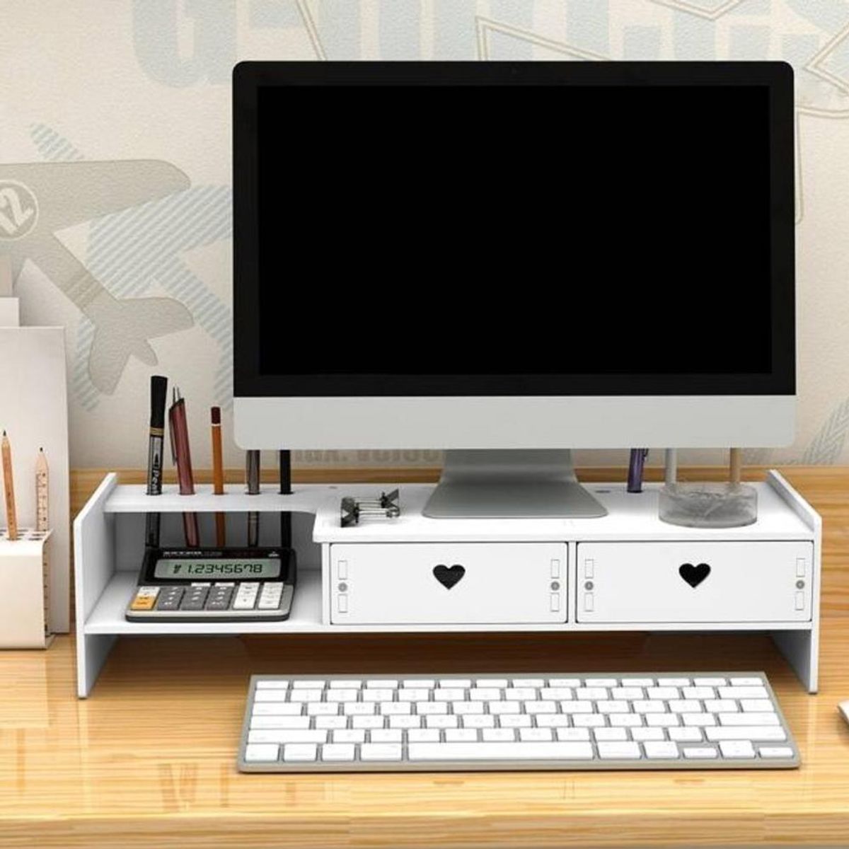 GENERICO - Elevador de Monitor en Madera  Armable para Escritorio - Blanco