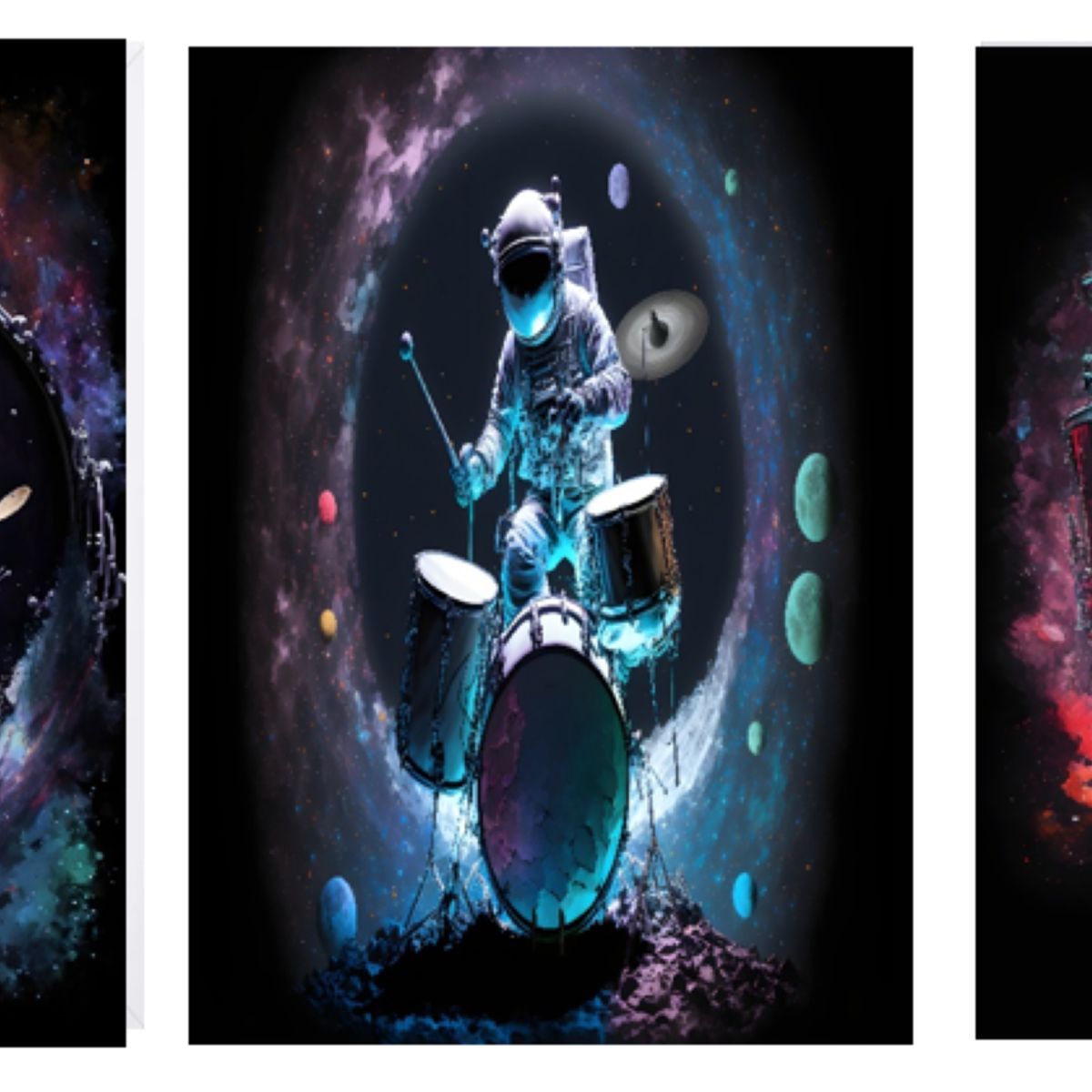 LOS REGALONES - Cuadro Canvas Imagen Vacio estelar en lienzo Pack X3 Uds 30x50cm Cu