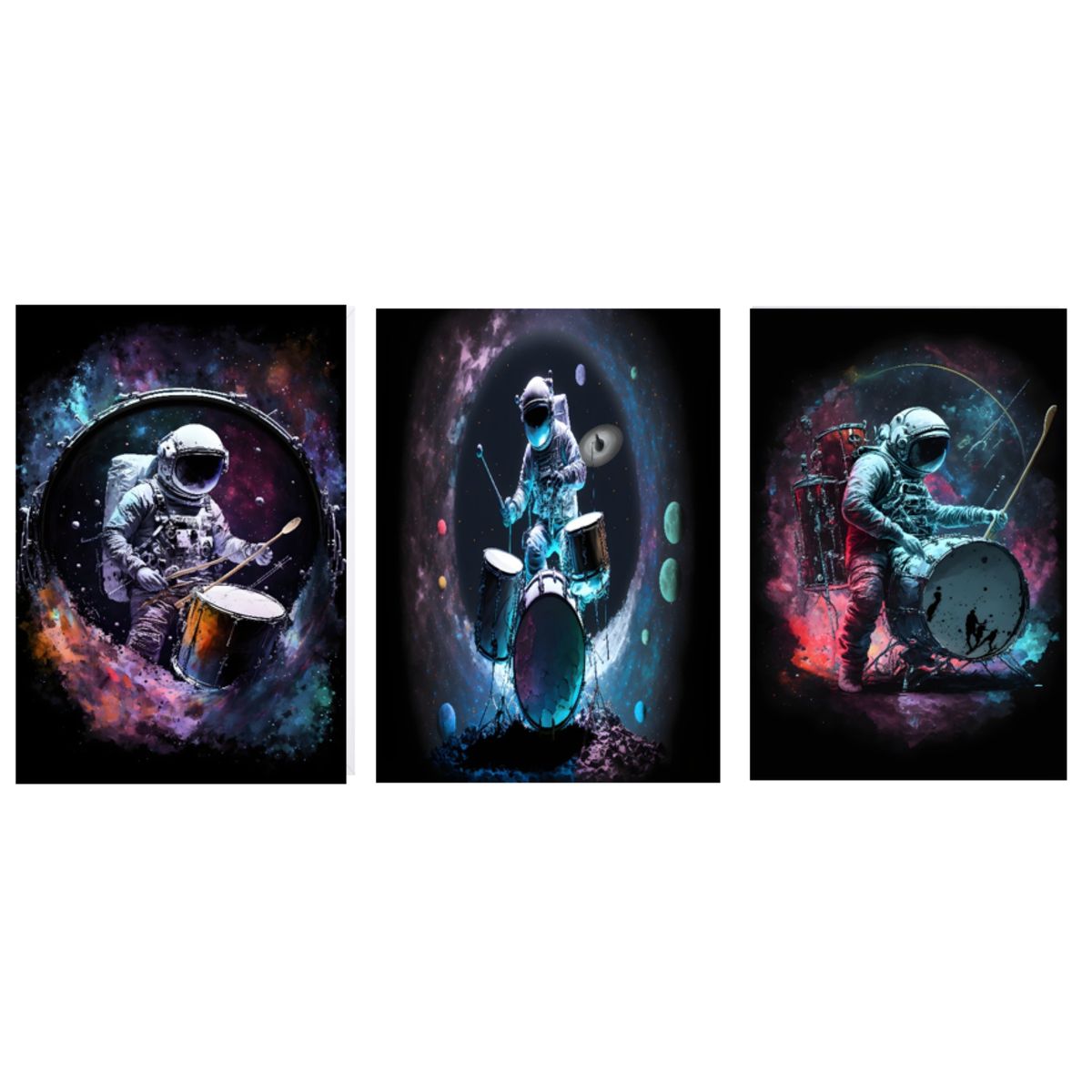 LOS REGALONES - Cuadro Canvas Imagen Vacio estelar en lienzo Pack X3 Uds 30x50cm Cu