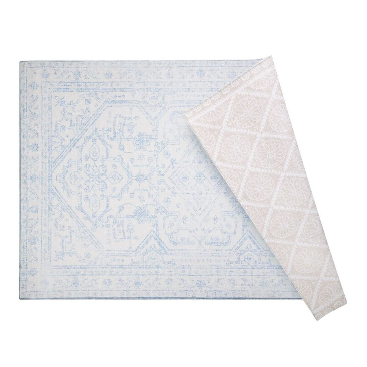 KALEIDO - Alfombra Playmat Antigolpe Reversible 210x140cm Persa Celeste