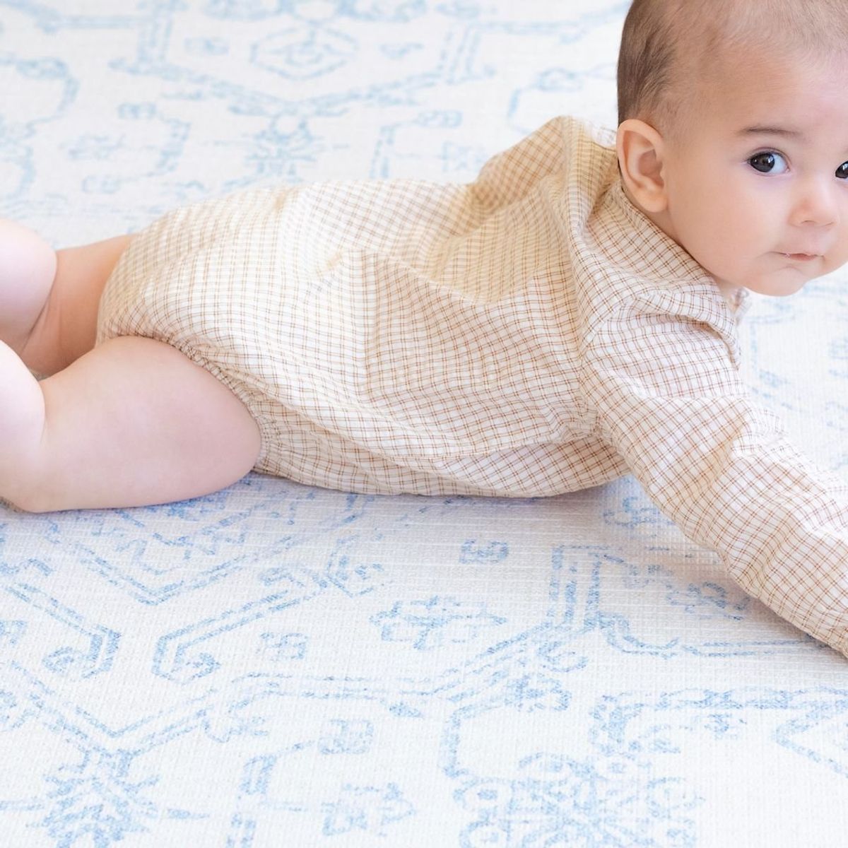 KALEIDO - Alfombra Playmat Antigolpe Reversible 210x140cm Persa Celeste