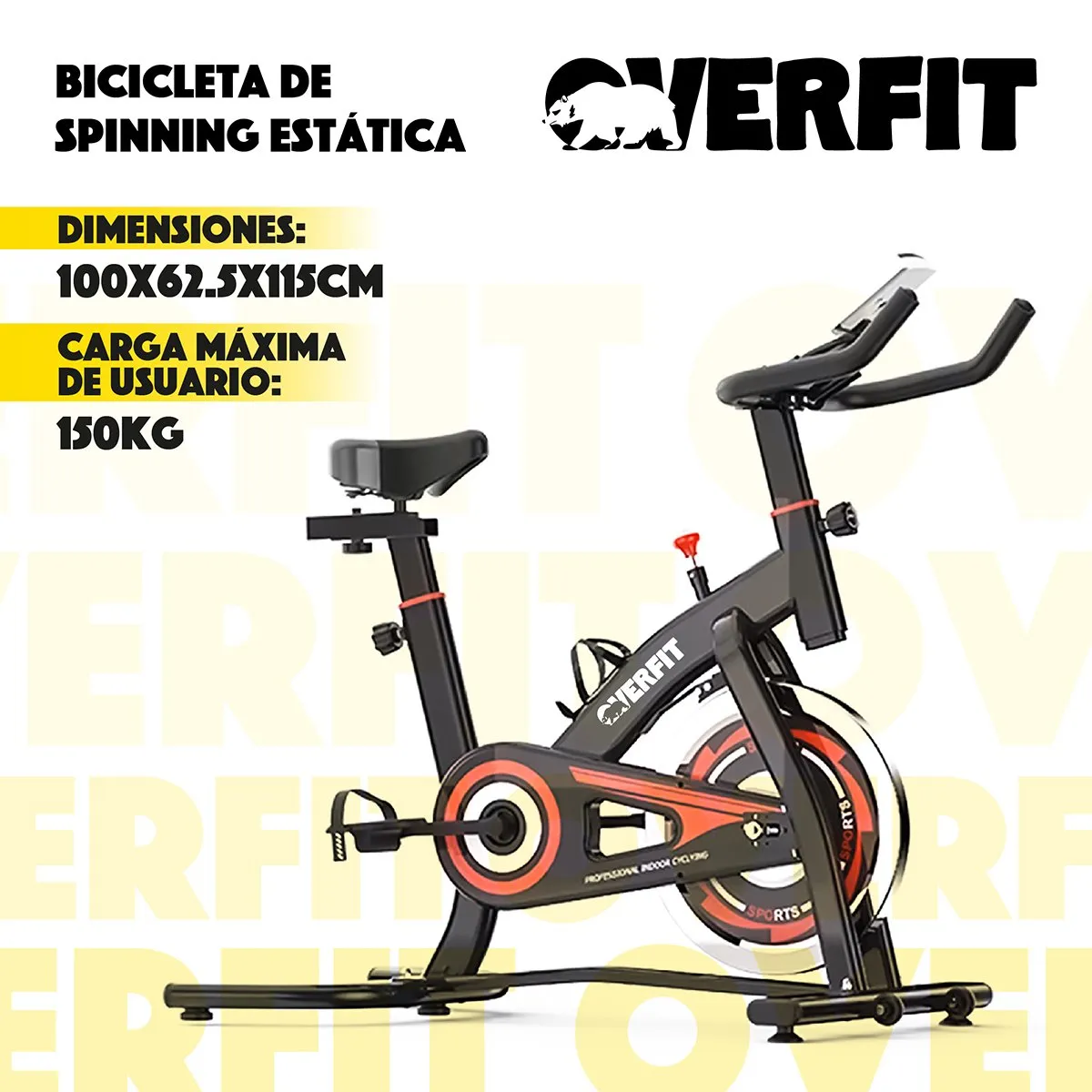OVERFIT - Bicicleta de Spinning Pro Overfit Estática Fitness Gym