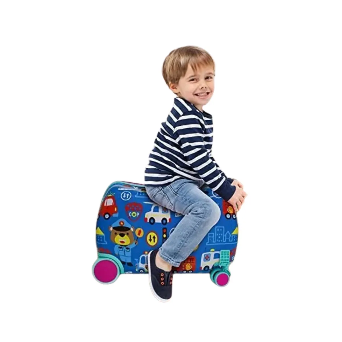 BABYLUNA - Maleta Andador Infantil con Ruedas y Arrastre Azul