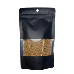 GENERICO - 300 Bolsas DoyPack Aluminio Negra Hermetico Visor 12X20X8CM