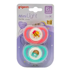 PIGEON - Pack 2 Chupetes Odontológico Mini Light Talla M 6m+