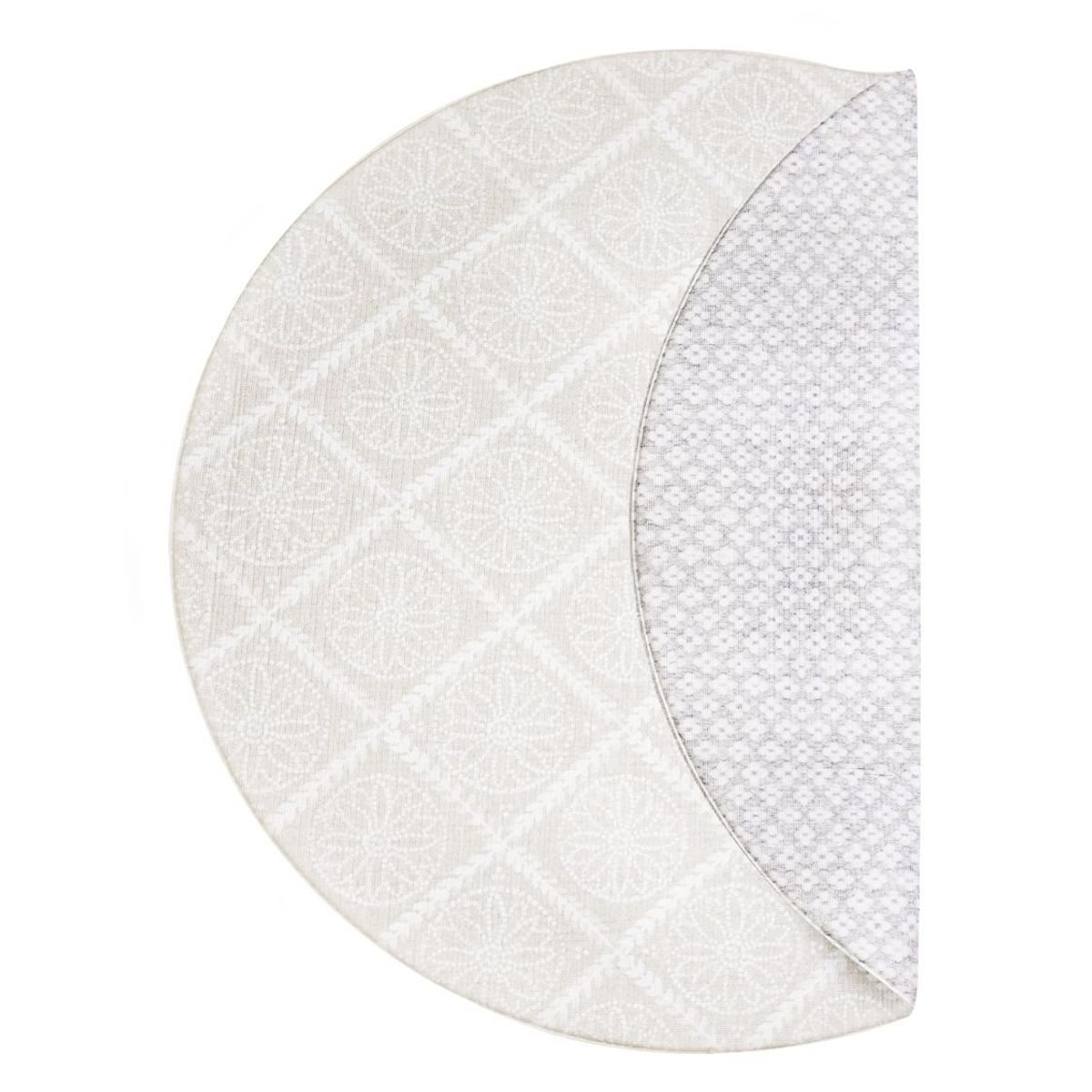 KALEIDO - Alfombra Playmat Antigolpe Reversible Redonda 140cm Florcitas Lana