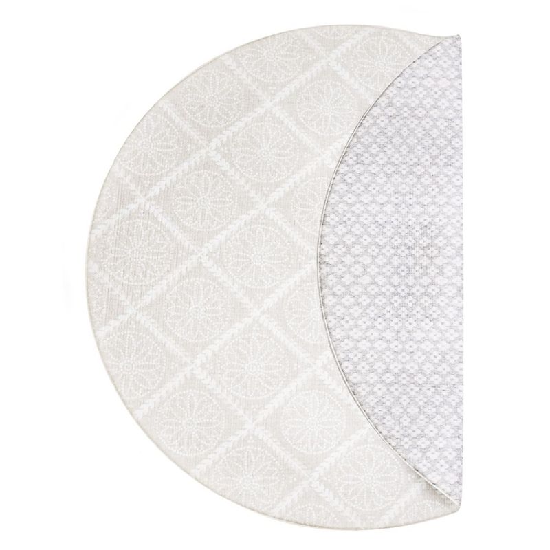 KALEIDO - Alfombra Playmat Antigolpe Reversible Redonda 140cm Florcitas Lana