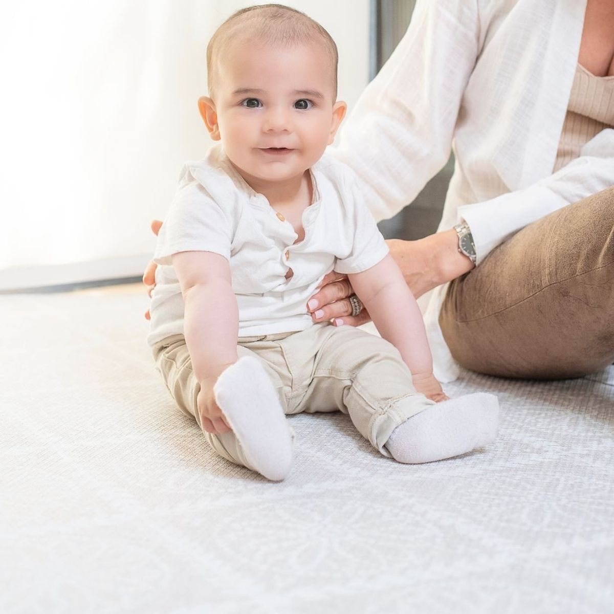 KALEIDO - Alfombra Playmat Antigolpe Reversible Redonda 140cm Florcitas Lana