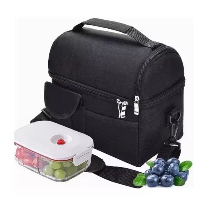 GENERICO - Bolsa de almuerzo portátil con gran capacidad color negro