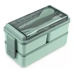 GENERICO - Lunch box 2 niveles fiambrera desmontable con cubiertos