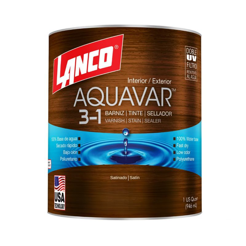 LANCO - Barniz Aquavar Caoba Satinado 3 en 1 Lanco 1/4GL