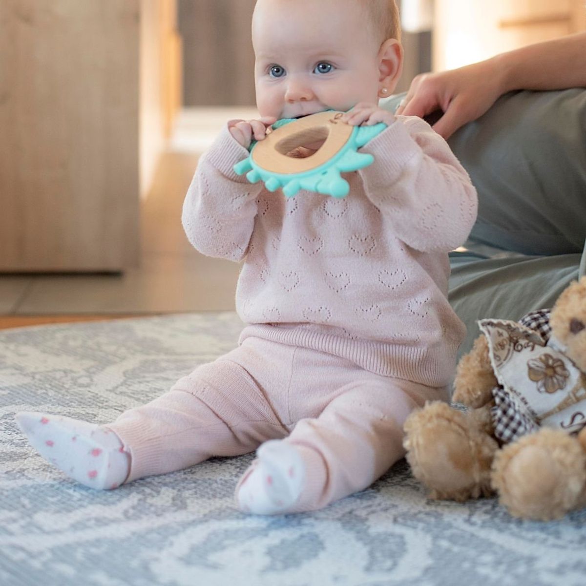 KALEIDO - Alfombra Playmat Antigolpe Reversible Redonda 140cm Persa Azul